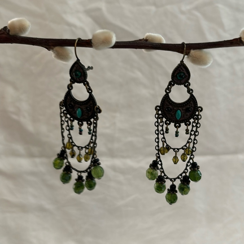 Green Chandelier Earrings